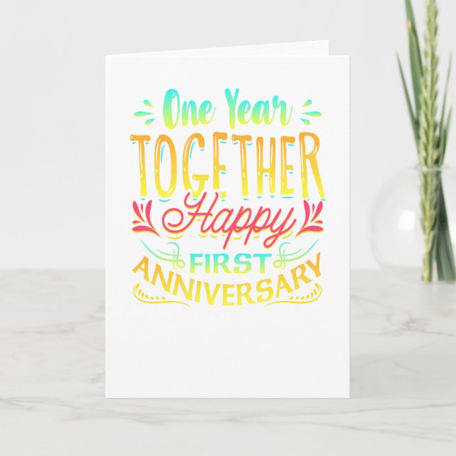 Carte Joyeux 1er Anniversaire Une Année Ensemble ! (Devant)