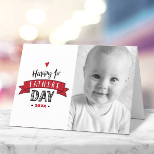 Carte Joyeux 1er Fête du Père Photo Bold Typographie Rou