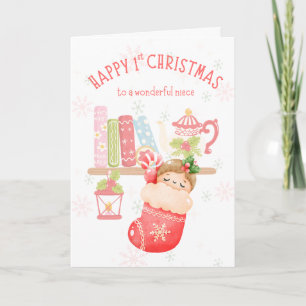 Carte Joyeux 1er Noël à la nièce
