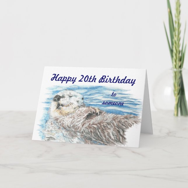 Carte Joyeux 20 Anniversaire Quelqu'un Otterly Adorable  (Devant)