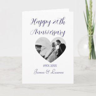 Carte Joyeux 20e anniversaire cœur photo violet année no
