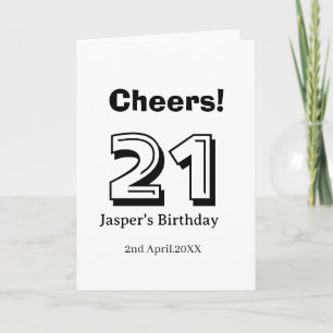 Carte Joyeux 21 anniversaire nom en lettres grasses cade