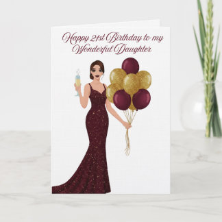 Carte Joyeux 21e anniversaire à ma fille