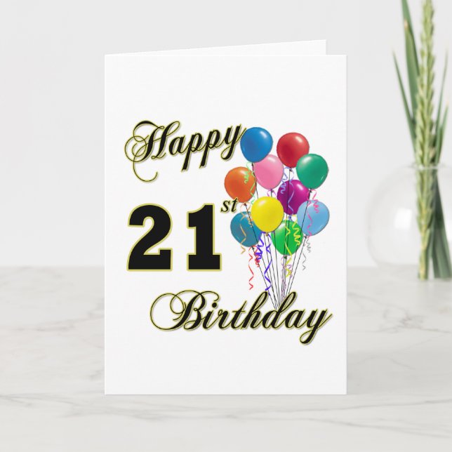 Carte Joyeux 21e anniversaire avec ballons (Devant)