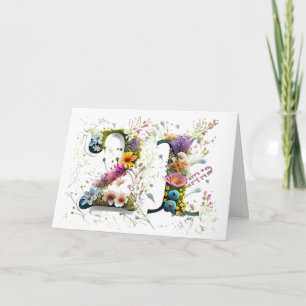 Carte Joyeux 21e anniversaire Fleurs sauvages Bon annive