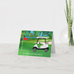 Carte Joyeux 21e Anniversaire Golf Avec Panier, Bière, H