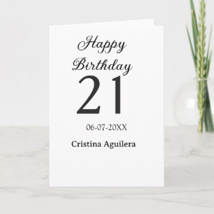 Carte Joyeux 21e anniversaire lettre gras nom simple min