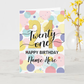 Carte Joyeux 21e anniversaire Pastel Arc-en-ciel et fill