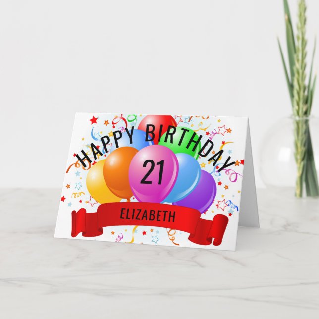 Carte Joyeux 21e anniversaire personnalisé (Devant)