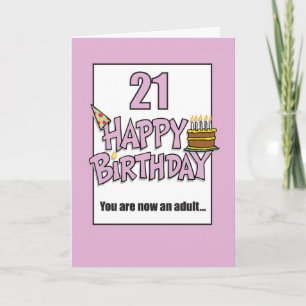 Carte Joyeux 21e anniversaire rose