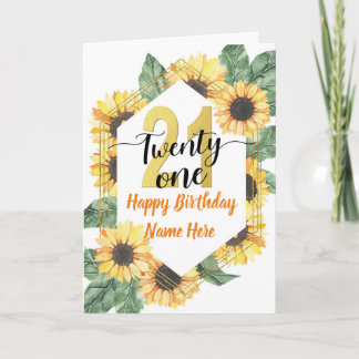 Carte Joyeux 21e anniversaire Sunflower Salutation