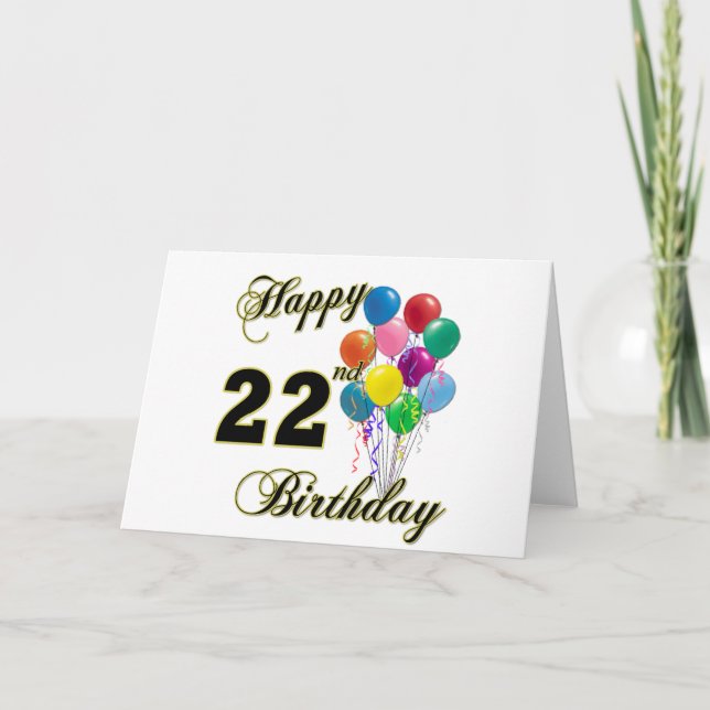Carte Joyeux 22e anniversaire avec ballons (Devant)