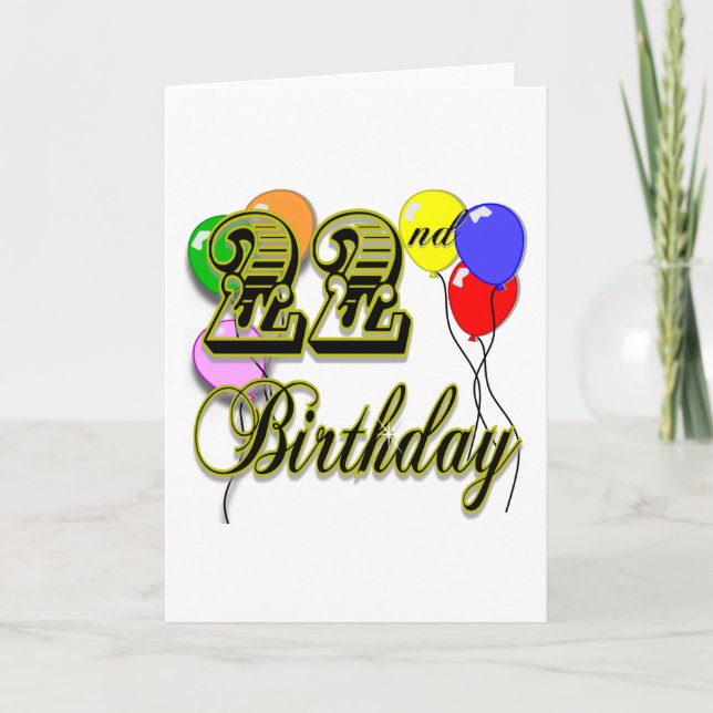 Carte Joyeux 22e anniversaire de marchandises (Devant)
