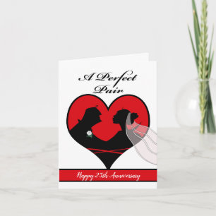 Carte Joyeux 25e anniversaire, Couple Silhouette, Person