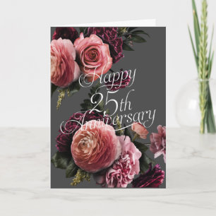 Carte Joyeux 25e anniversaire - Élégant anniversaire flo