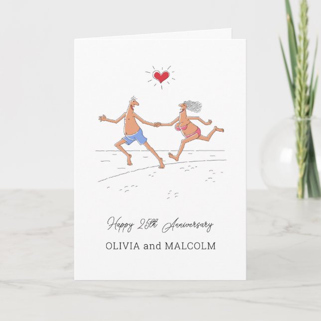 Carte Joyeux 25e anniversaire Mariage d'argent Couple He (Devant)