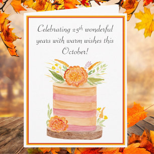 Carte Joyeux 25e anniversaire October Marigolds on Cake