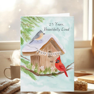 Carte Joyeux 25e anniversaire oiseaux à la maison d'oise