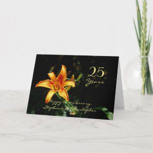 Carte Joyeux 25e anniversaire Orange Jaune Jaune Jour Li