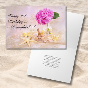 Carte Joyeux 25e anniversaire Peony avec coquillages