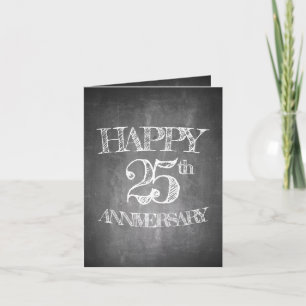 Carte Joyeux 25e anniversaire sur le tableau de craie