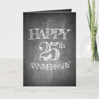 Carte Joyeux 25e anniversaire sur le tableau de craie