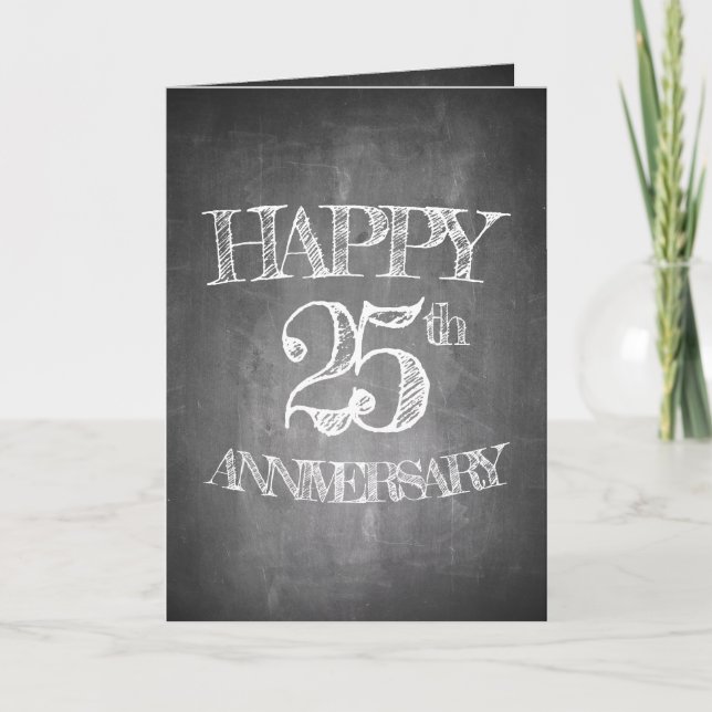 Carte Joyeux 25e anniversaire sur tableau craie (Devant)