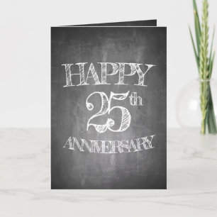 Carte Joyeux 25e anniversaire sur tableau craie