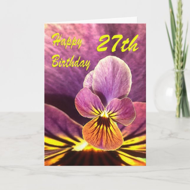 Carte Joyeux 27e Anniversaire Fleur Pensée (Devant)