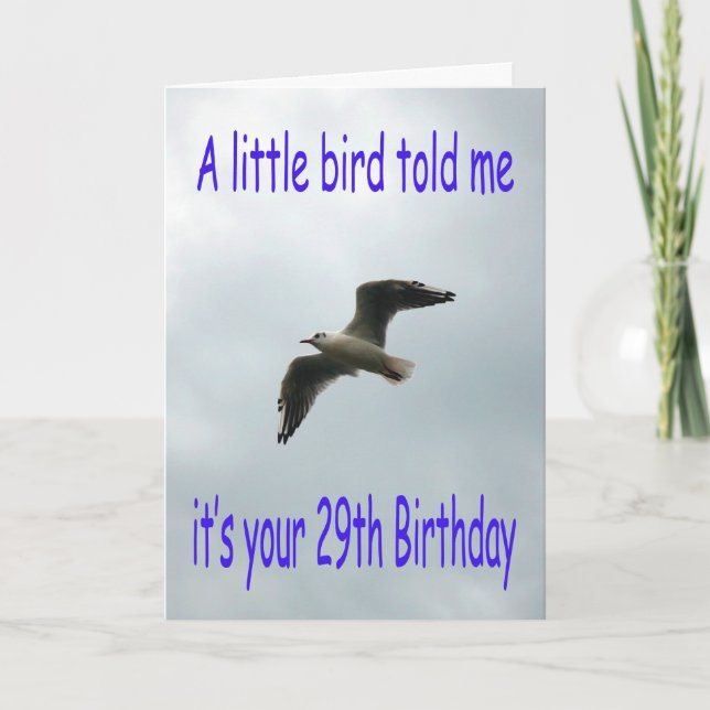 Carte Joyeux 29e anniversaire Volant oiseau de mouette (Devant)