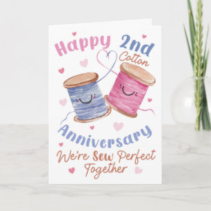 Carte Joyeux 2e Anniversaire de Coton Nous sommes Parfai