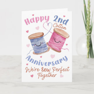 Carte Joyeux 2e Anniversaire de Coton Nous sommes Parfai