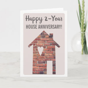 Carte Joyeux 2e Anniversaire de Maison