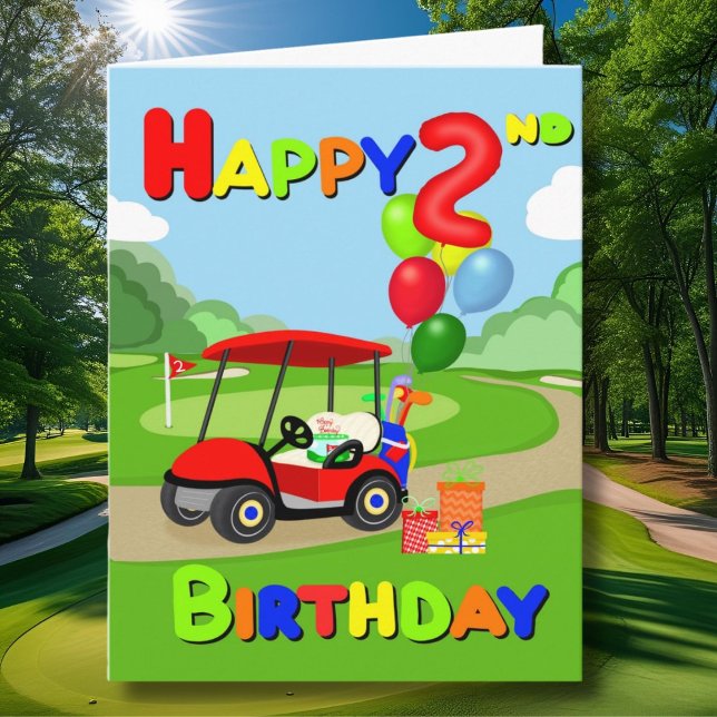Carte Joyeux 2e anniversaire Red Boys Golf Card (Créateur téléchargé)