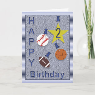 Carte Joyeux 2e anniversaire Sports Thème