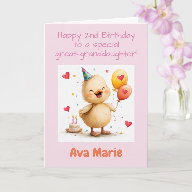 Carte Joyeux 2ème Anniversaire Arrière-petite-fille, Can (Orchidée)