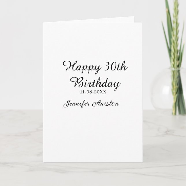 Carte Joyeux 30e anniversaire ajouter nom date élégant s (Devant)