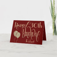 Joyeux 30e anniversaire Nom Gold Texte Bourgogne