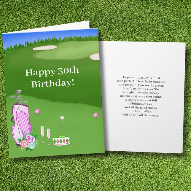 Carte Joyeux 30e Anniversaire Sac de Golf Rose  (Créateur téléchargé)