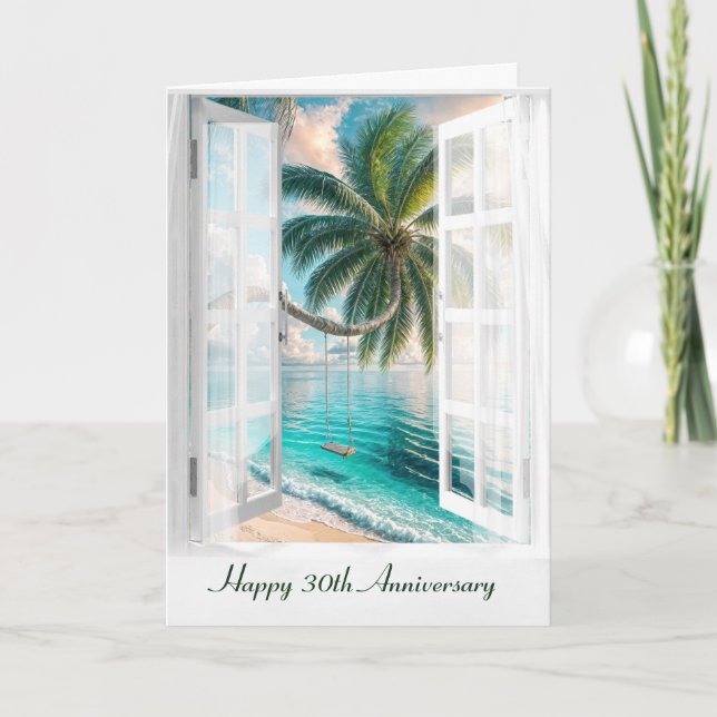 Carte Joyeux 30e anniversaire Tropical Window (Devant)