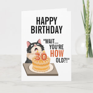 Carte Joyeux 30e anniversaire Tuxedo Chat Kitten Humour