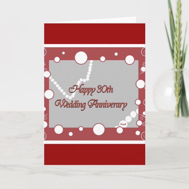 Carte Joyeux 30ème anniversaire de mariage de perle (Devant)