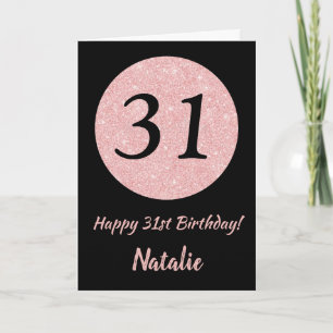 Carte Joyeux 31e anniversaire Noir et Rose Or rose