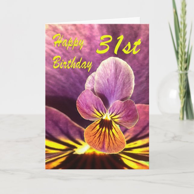 Carte Joyeux 31ème anniversaire Pansy Flower (Devant)