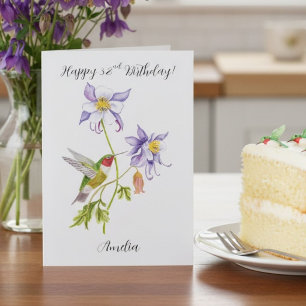 Carte Joyeux 32e anniversaire Columbine avec Hummingbird