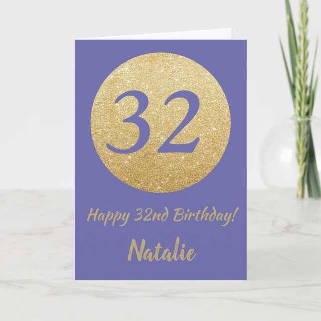 Carte Joyeux 32e anniversaire et Parties scintillant d'o (Devant)