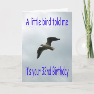Carte Joyeux 32e anniversaire Volant oiseau de mouette