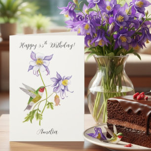 Carte Joyeux 35e anniversaire Columbine avec Hummingbird