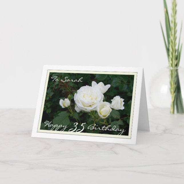 Carte Joyeux 35e anniversaire personnalisable avec Roses (Devant)