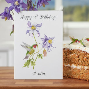 Carte Joyeux 36e anniversaire Columbine avec Hummingbird